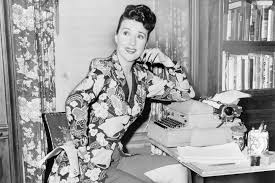 Author Gypsy Rose Lee at her typewriter