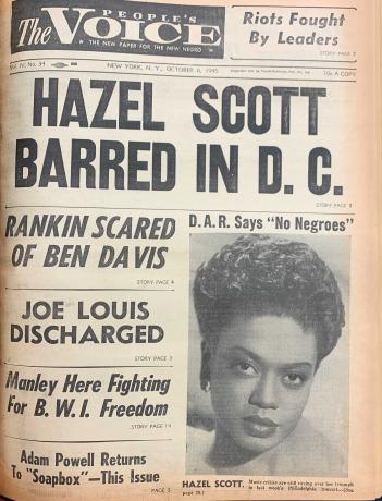 Cover of People's Voice: "Hazel Scott Barred in D.C."