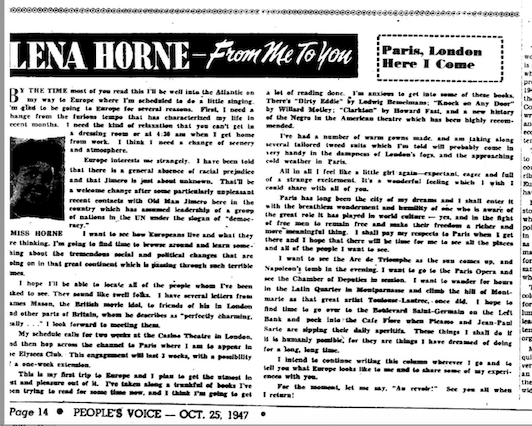 Lena Horne, From Me to You